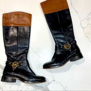 Michael Kors Black leather riding boots